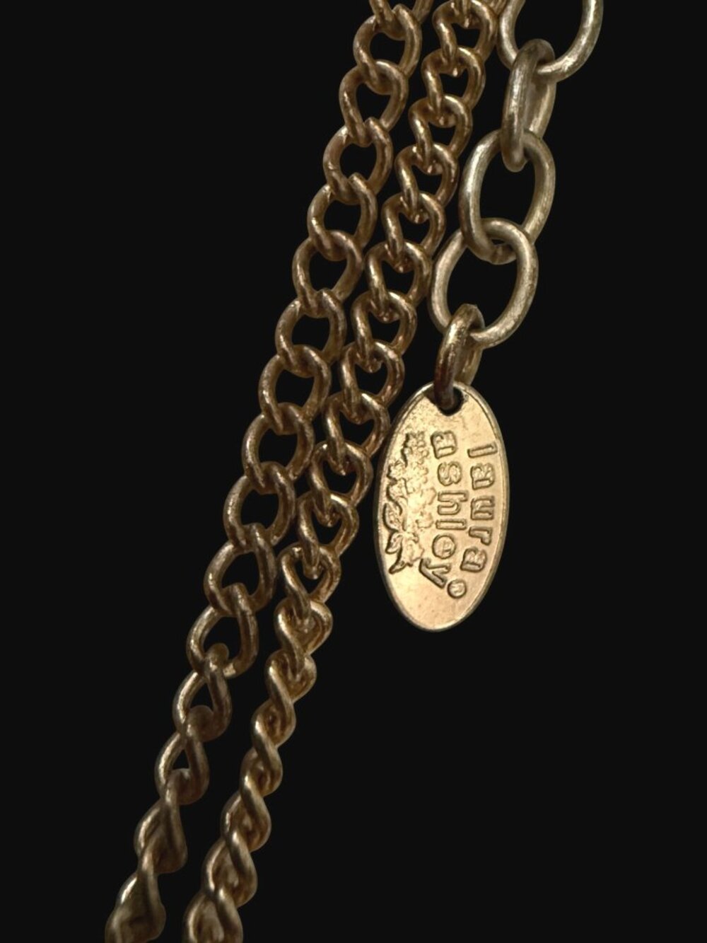 Laura Ashley Tri-Colored Textured Chain Statement Necklace Multi-Circle Design - Picture 5 of 11